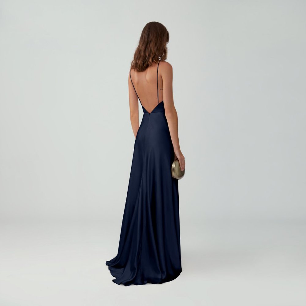 Fame and Partners Strappy Draped Gown in Navy - Picture 4 of 7